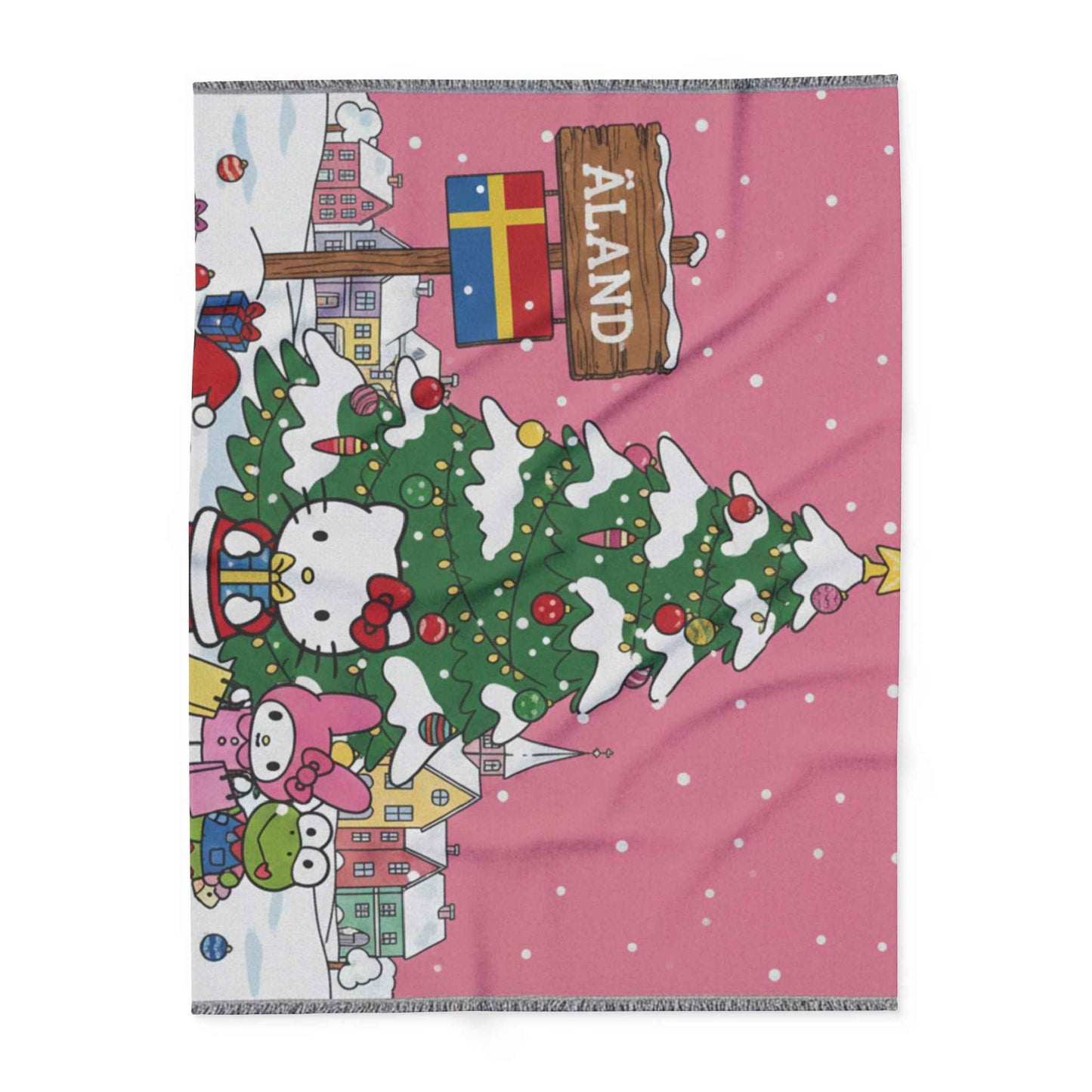 Hello Kitty Åland Christmas Fleece Blanket — Cute Holiday Tree Throw