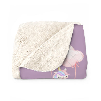 Unicorn Sherpa Fleece Blanket name ZR with flying baby