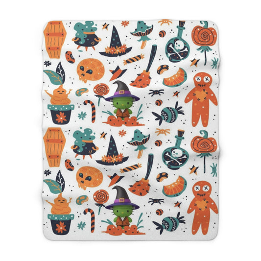 Sherpa Fleece Blanket - Frankenstein Hello Kitty Design with lollipos