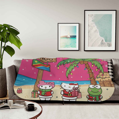 Hello Kitty Congo Beach Reversible Sherpa Blanket — Cozy Two-Color Throw
