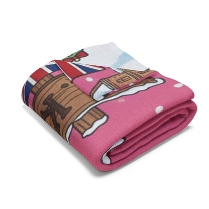 Hello Kitty London Christmas Arctic Fleece Blanket — Cute Holiday Tree & Snowy Big Ben Throw