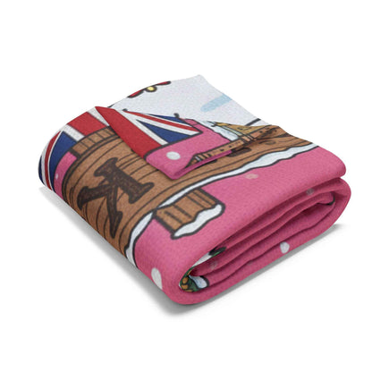 Hello Kitty London Christmas Arctic Fleece Blanket — Cute Holiday Tree & Snowy Big Ben Throw