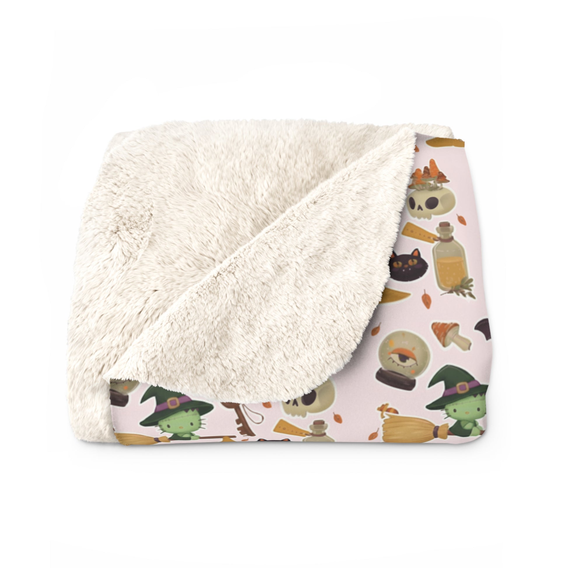 Sherpa Blanket Frankenstein Hello Kitty Pink Design
