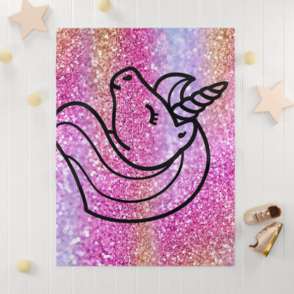 Magical Unicorn Fleece Baby Blanket  pink- Soft Glitter Design for Cozy Moments