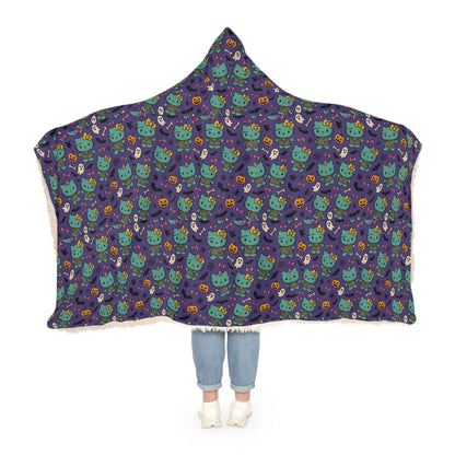 Wearable Snuggle Blanket - Frankenstein Design - Purple with Pink Bows - Halloween - Hello Kittyy Blanket Store