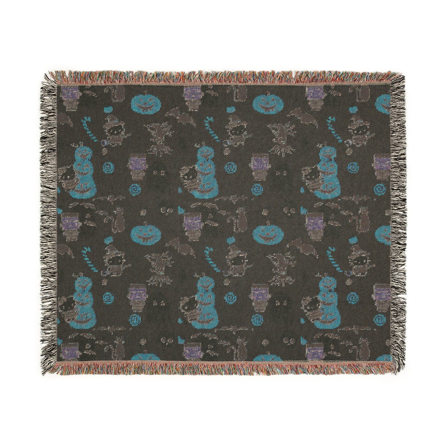 Woven Blanket - Frankenstein Hello Kitty Halloween Pumpkins