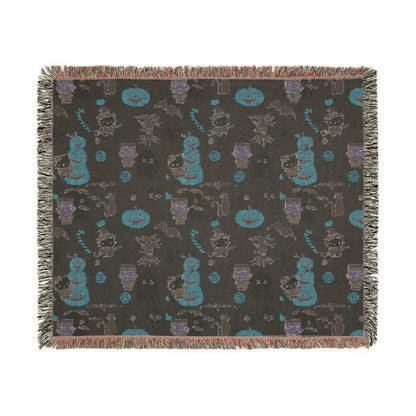 Woven Blanket - Frankenstein Hello Kitty Halloween Pumpkins