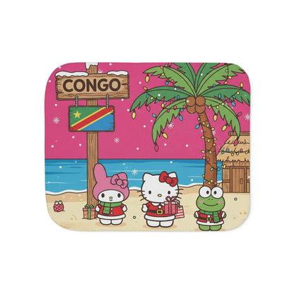Hello Kitty Congo Beach Reversible Sherpa Blanket — Cozy Two-Color Throw