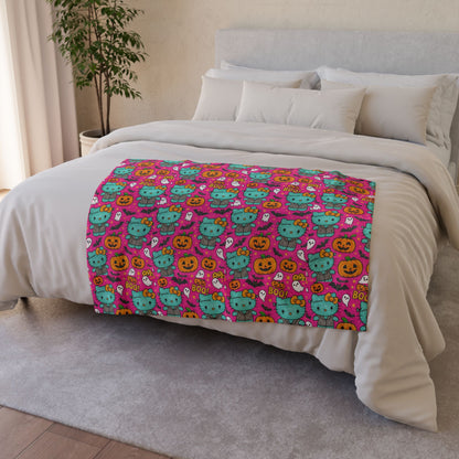 Halloween Pink Frankenstein Blanket - Hello Kittyy Blanket Store