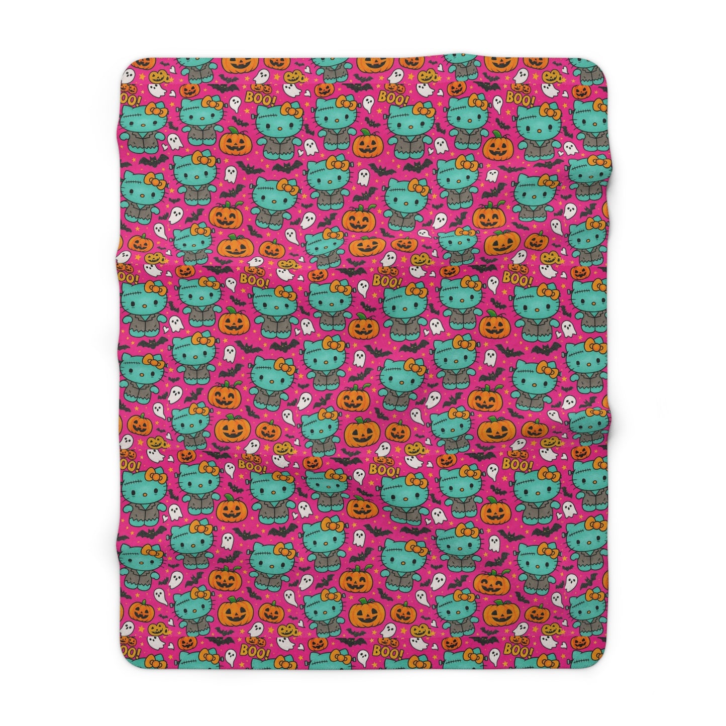 Sherpa Blanket Franken-pink Halloween - Hello Kittyy Blanket Store