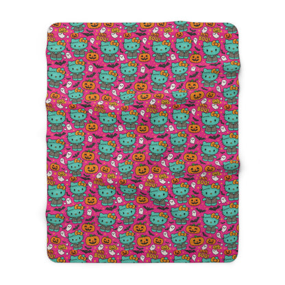 Sherpa Blanket Franken-pink Halloween - Hello Kittyy Blanket Store