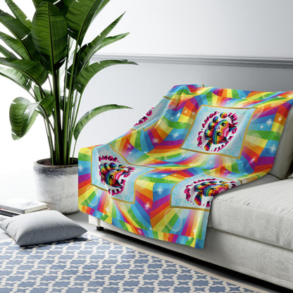 Hello kitty rainbow design Sherpa Fleece Blanket