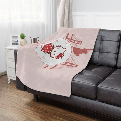 Hello Kitty Valentine’s Minky Blanket — San Francisco Skyline Cute Plush Throw