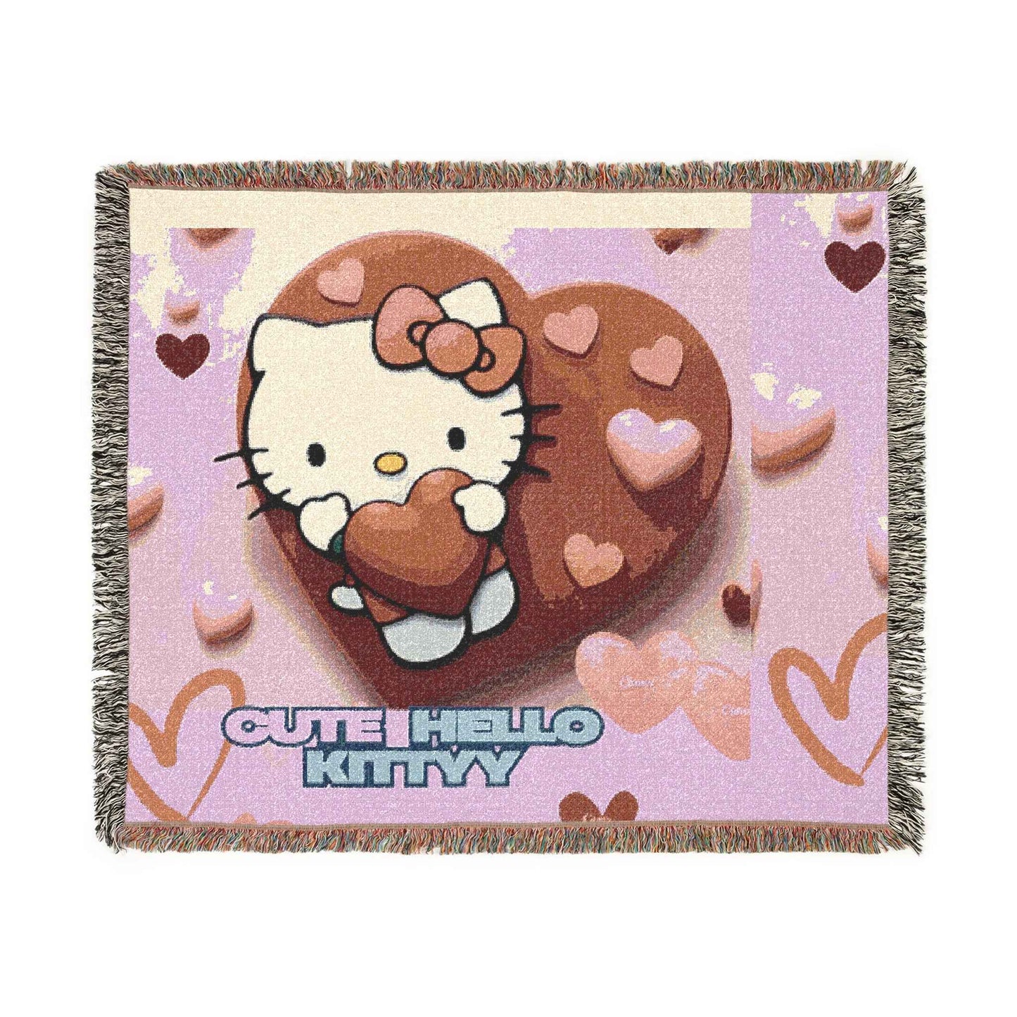 Copy of Woven Blanket - Hello Kitty Valentine's Red Hearts - Hello Kittyy Blanket Store