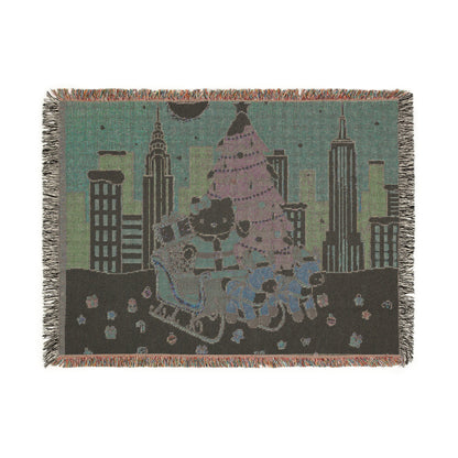 Hello Kitty Christmas Pink Woven Blanket — Festive Fandom Throw