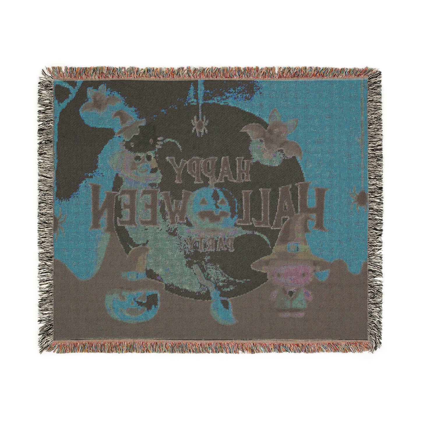 Woven Blanket - Happy Halloween Party Frankenstein Design