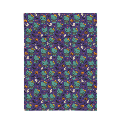 Halloween Cat Velveteen Plush Blanket purple - Hello Kittyy Blanket Store