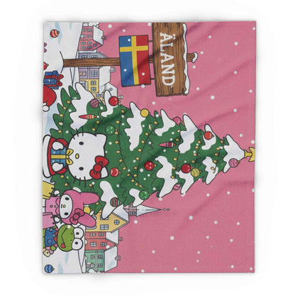 Hello Kitty Åland Christmas Fleece Blanket — Cute Holiday Tree Throw