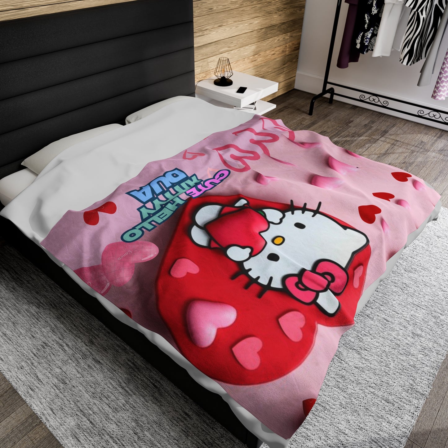 Personalized Hello Kitty Velveteen Plush Blanket - DUA