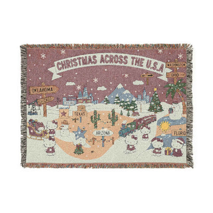Hello Kitty Pink Christmas Blanket — Cozy Holiday Throw Across USA Design