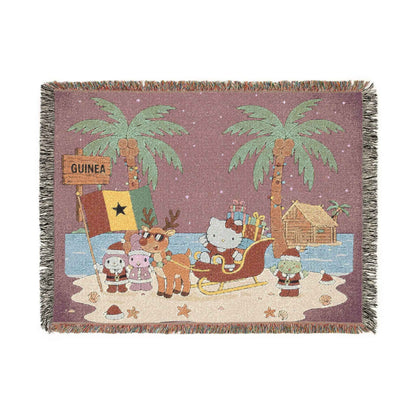 Hello Kitty Christmas Woven Blanket — Holiday Beach & Camping Throw