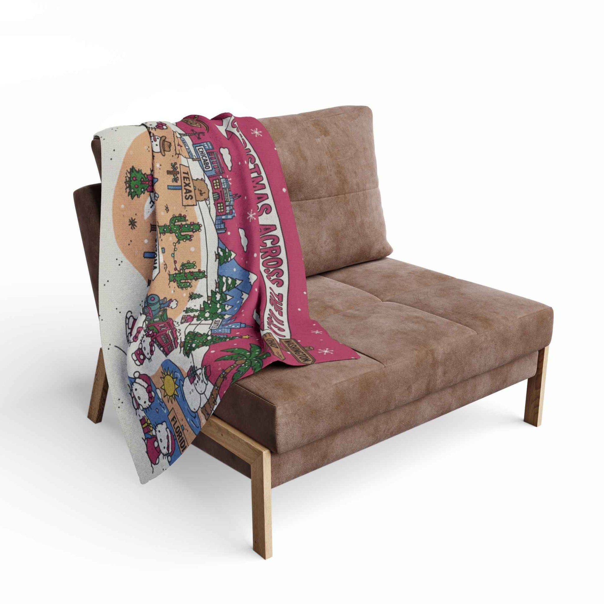 Hello Kitty Pink Christmas Arctic Fleece Blanket — Traveling USA Holiday Throw