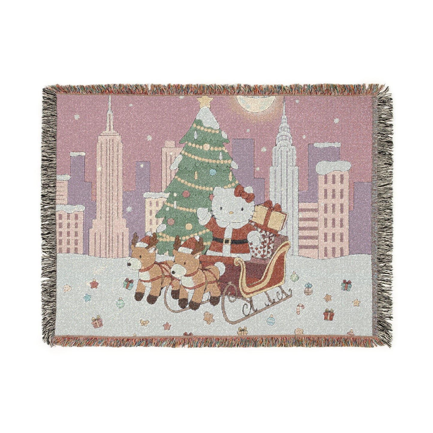 Hello Kitty Christmas Pink Woven Blanket — Festive Fandom Throw