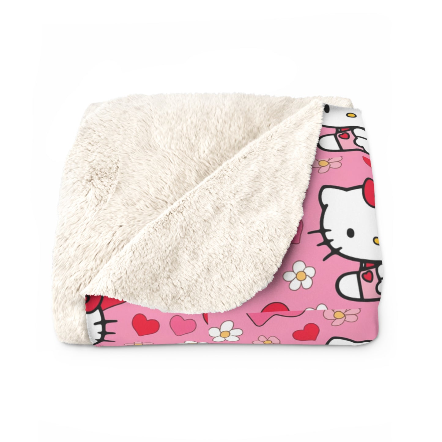 Sherpa Blanket Hello Kitty Pink Valentine's Day Theme