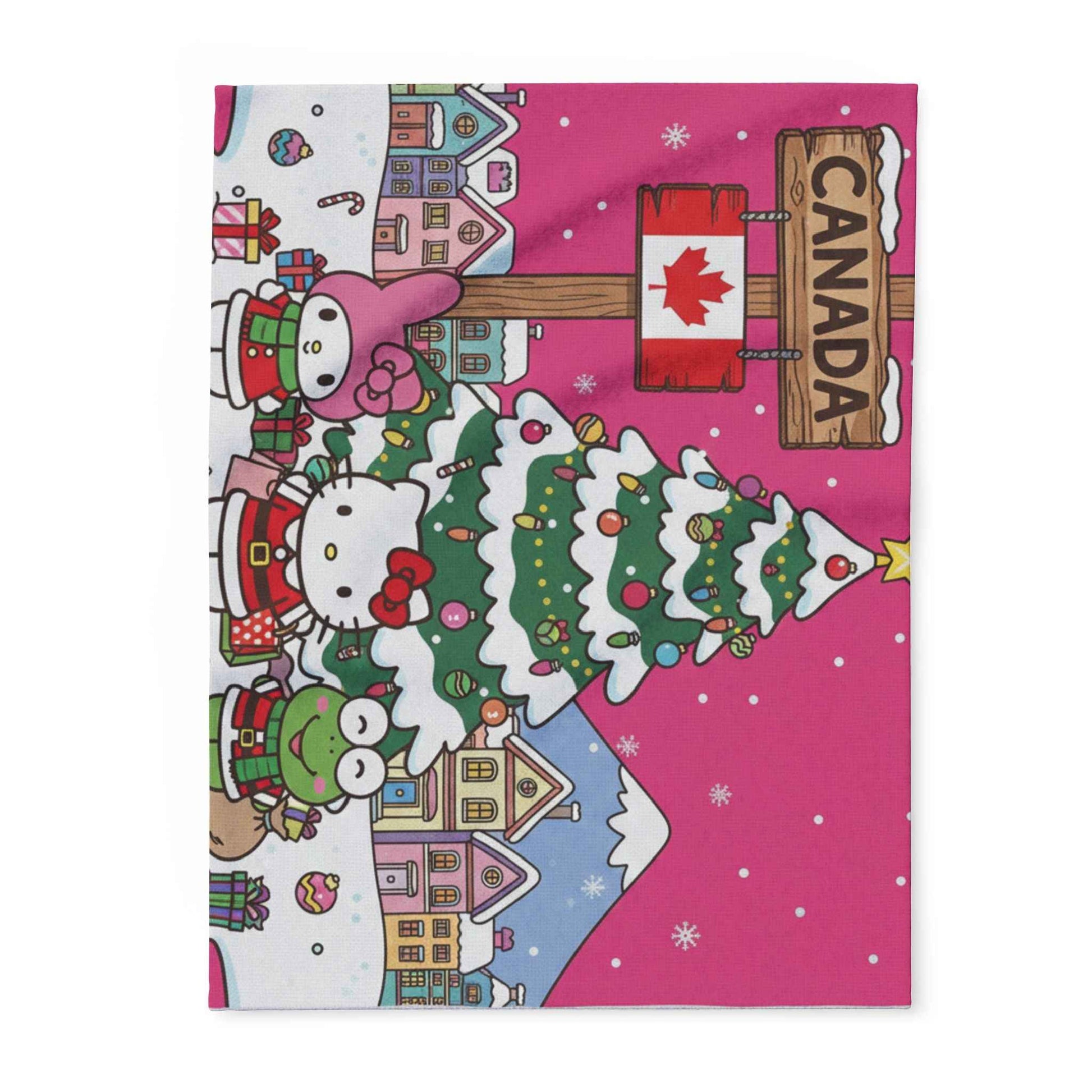 Canadian Christmas Fleece Blanket — Cute Hello Kitty Winter Holiday Throw