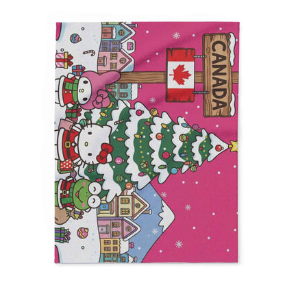 Canadian Christmas Fleece Blanket — Cute Hello Kitty Winter Holiday Throw