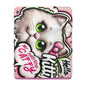 Sherpa Fleece Blanket - Hello Kitty Pink Cat with Green Eyes Theme - Perfect for Girls and Cat Lovers