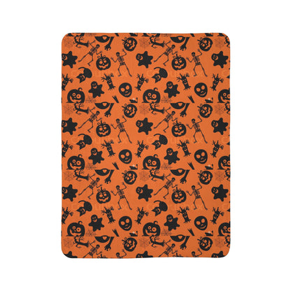 Halloween Fleece Sherpa Blanket, Cozy Fall Decor, Spooky Season Gift, Trick or Treat Blanket, Halloween Party Essential