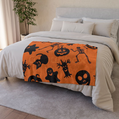 Halloween-Themed Soft Polyester Blanket, Cozy Blanket, Spooky  skeleton Decor, Halloween Gift, Warm Throw Blanket, Festive Blanket