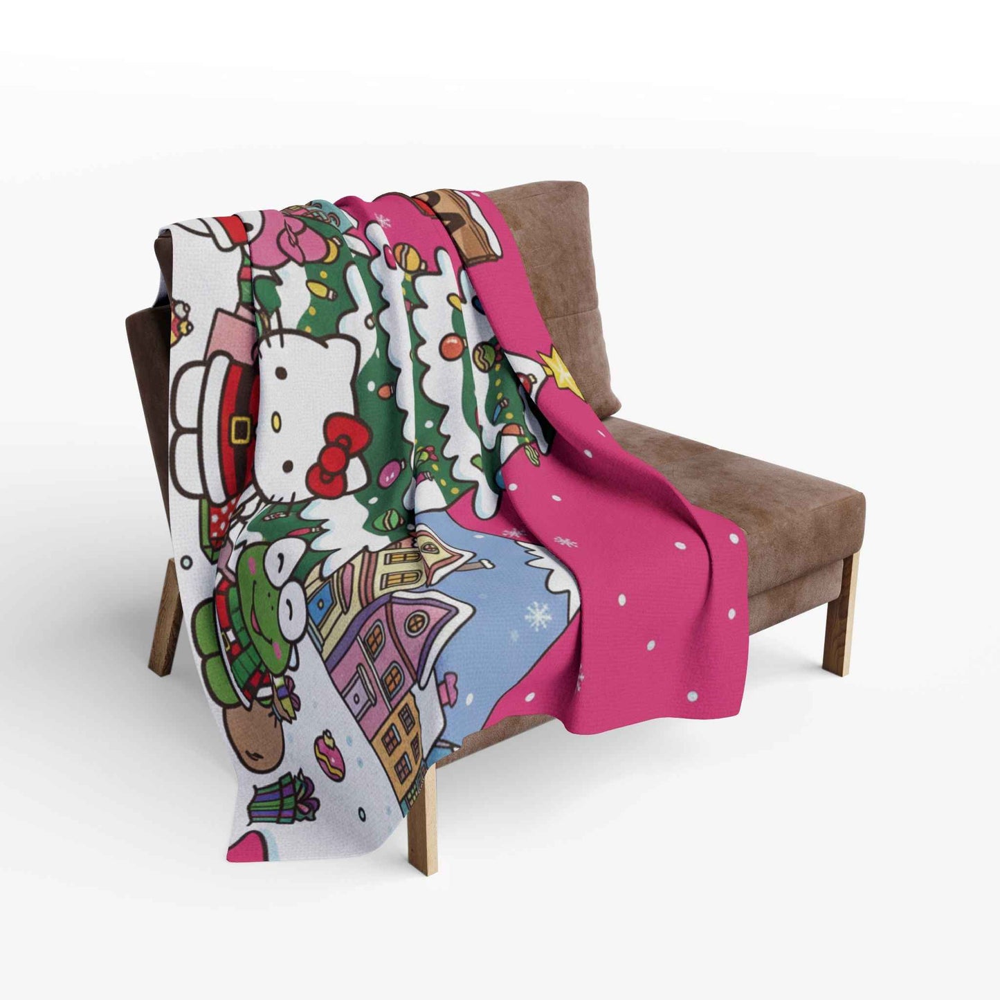 Canadian Christmas Fleece Blanket — Cute Hello Kitty Winter Holiday Throw