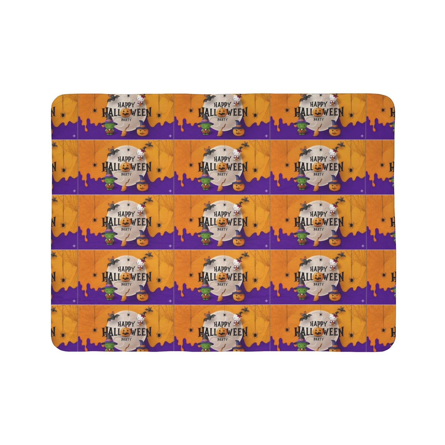 Fleece Sherpa Blanket - Frankenstein Hello Kitty - Happy Halloween Party