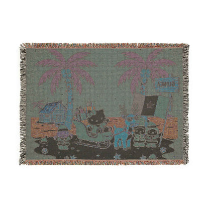Hello Kitty Christmas Woven Blanket — Holiday Beach & Camping Throw