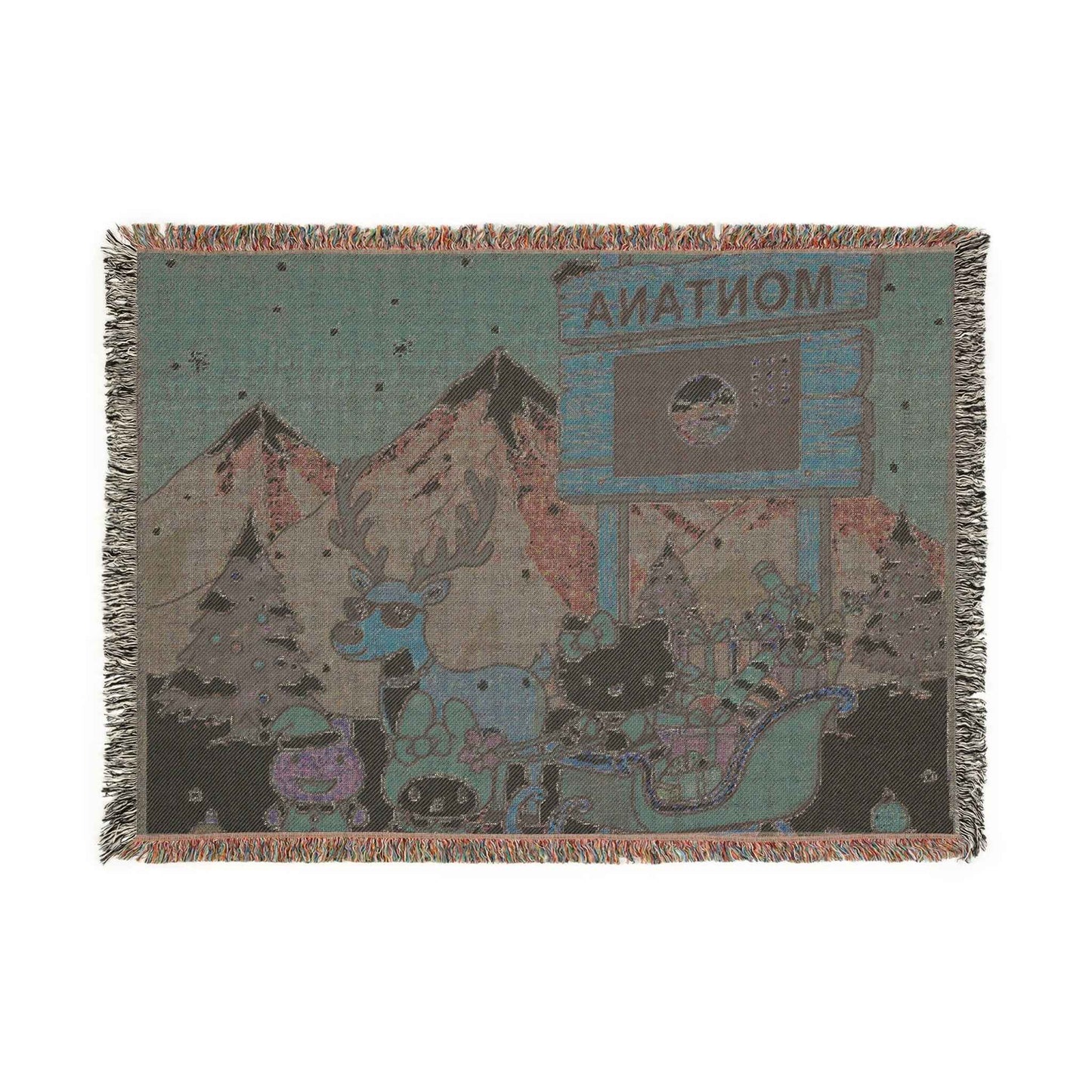 Montana christmas Woven HK Blanket – Scenic Mountains & Sleigh Throw