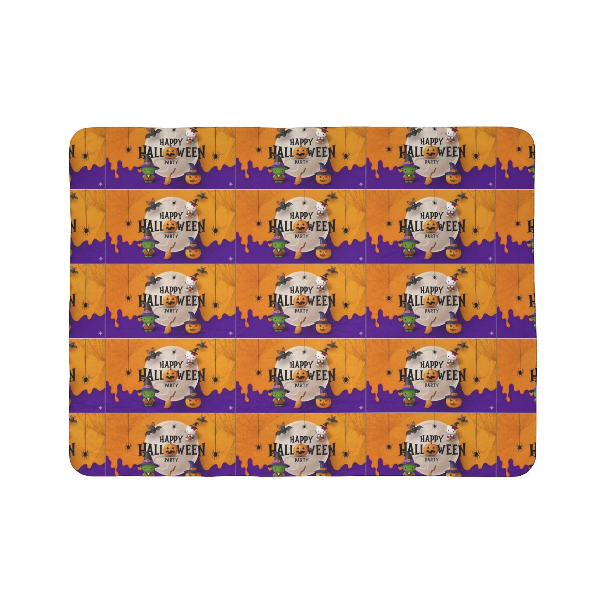 Fleece Sherpa Blanket - Frankenstein Hello Kitty - Happy Halloween Party