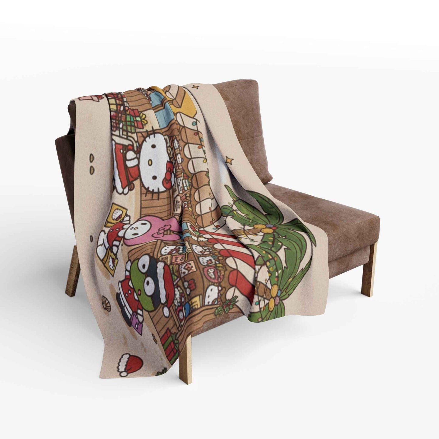 Hello Kitty Tropical Christmas Fleece Blanket — Liberia Beach Holiday Throw