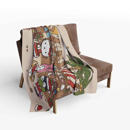 Hello Kitty Tropical Christmas Fleece Blanket — Liberia Beach Holiday Throw