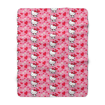 Sherpa Blanket Hello Kitty Pink Valentine's Day Theme