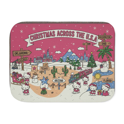 Hello Kitty Pink Christmas Sherpa Blanket — Two-Tone Cozy Throw (Across USA)