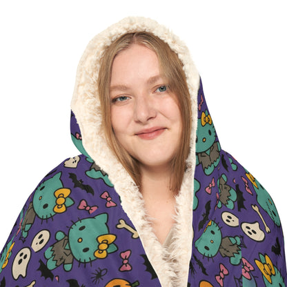 Wearable Snuggle Blanket - Frankenstein Design - Purple with Pink Bows - Halloween - Hello Kittyy Blanket Store