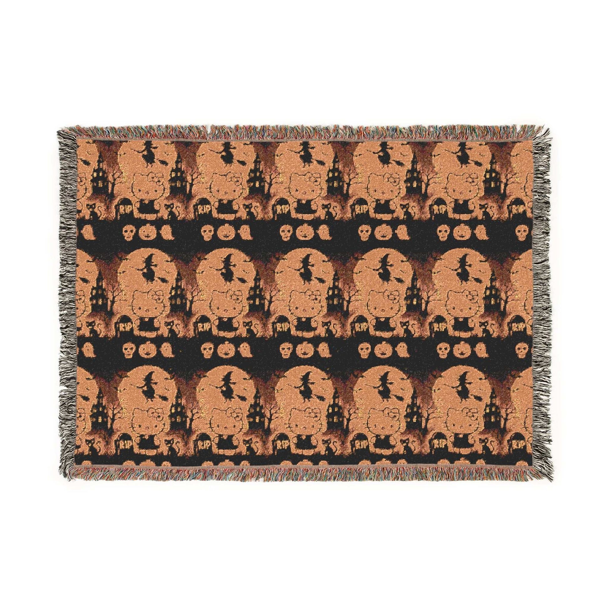 Halloween Woven Blanket - Hello Kitty Orange Blanket for Fans