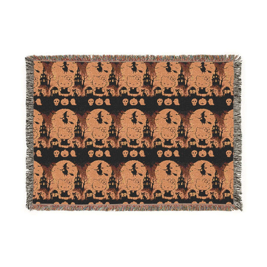 Halloween Woven Blanket - Hello Kitty Orange Blanket for Fans