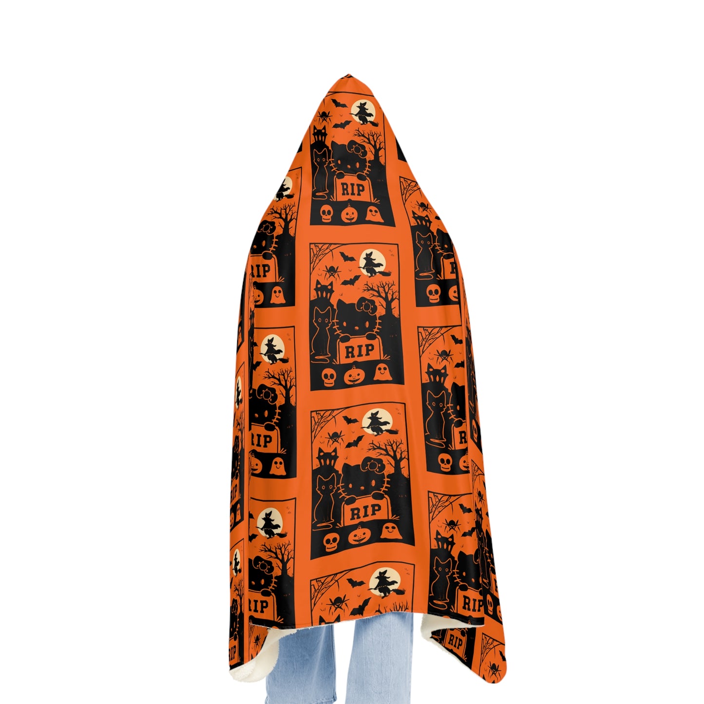 Sherpa Halloween Snuggle Blanket orange hooded