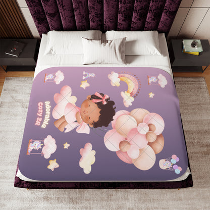 Sherpa Blanket Unicorn Gradient Violet Flying Baby Balloons