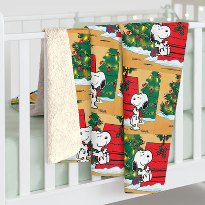 Sherpa Fleece Blanket - Snoopy Christmas Theme