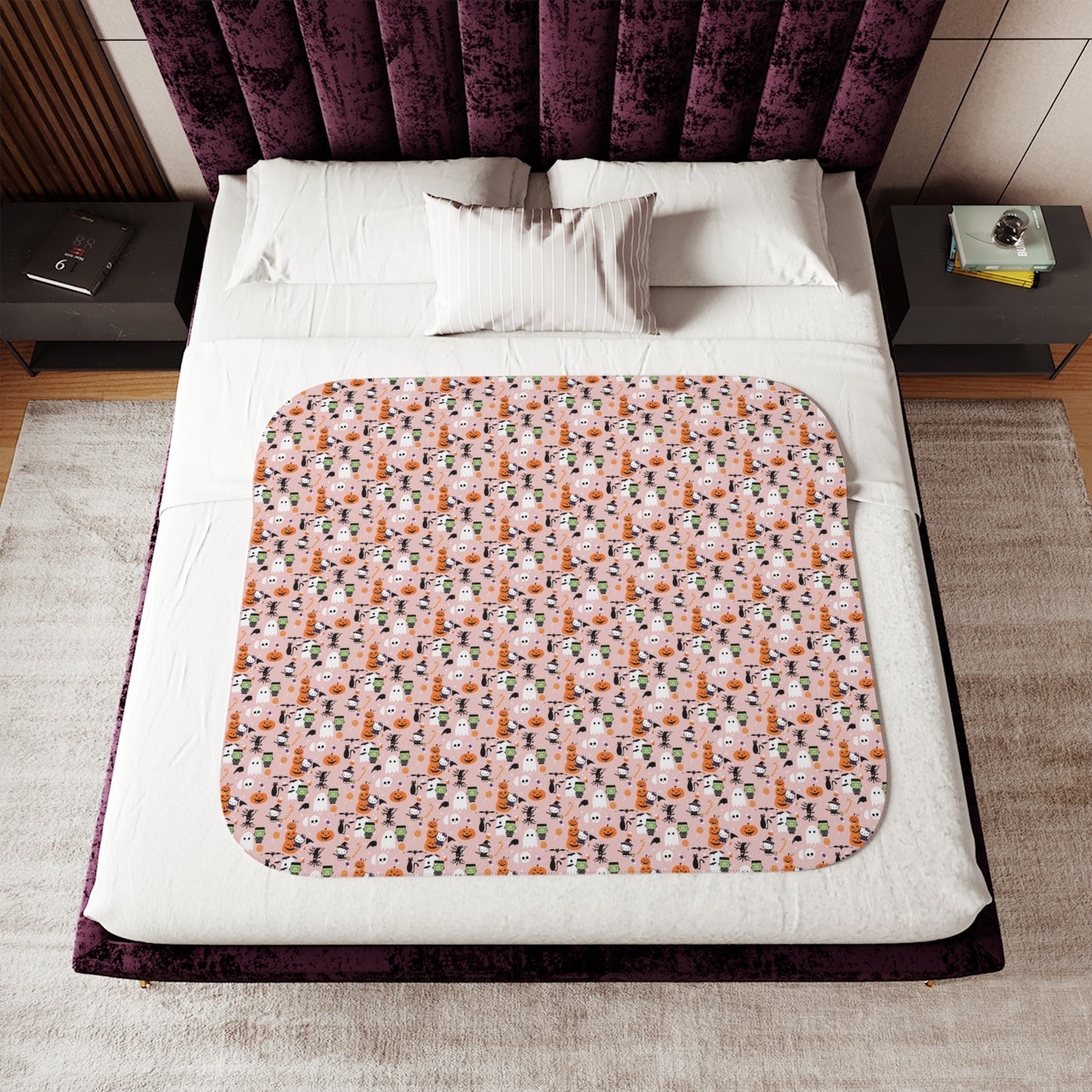 Sherpa Blanket - Soft Frankenstein Hello Kitty Light Pink Sherpa
