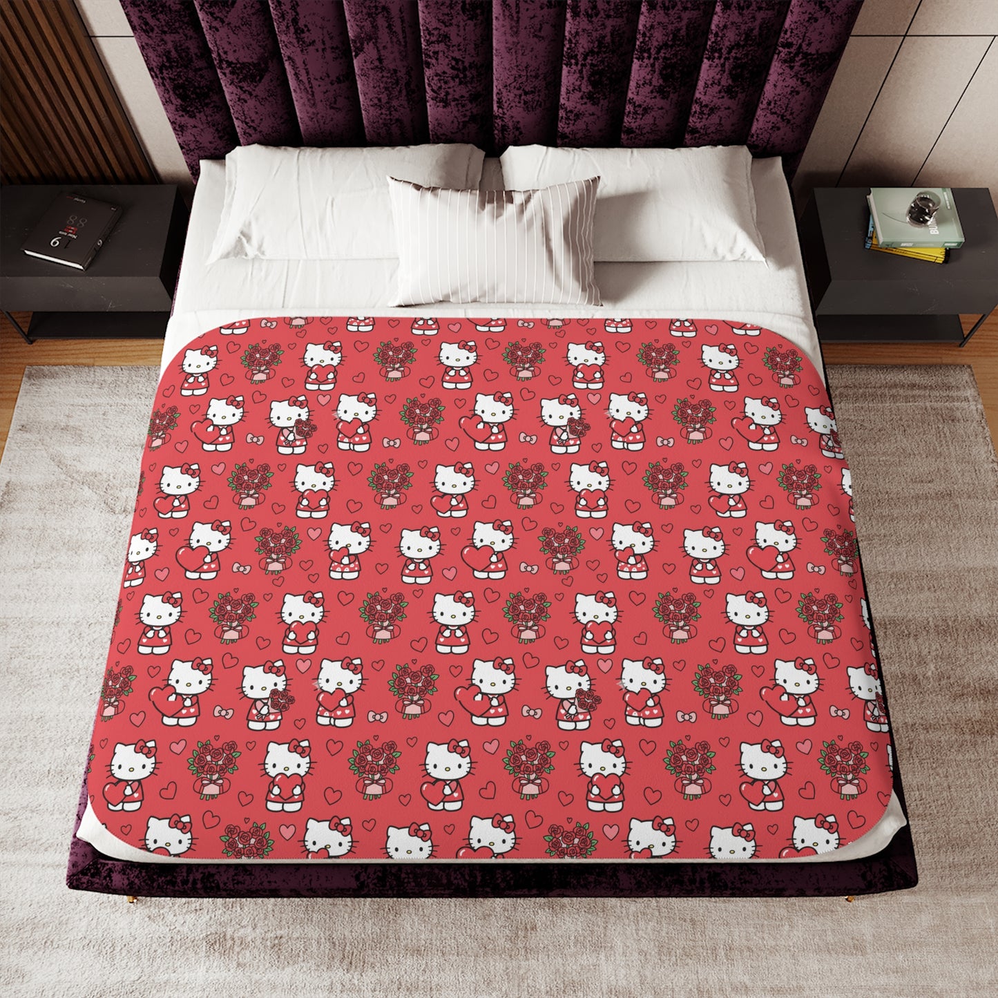 Hello Kitty Two‑Tone Sherpa Blanket — Valentine’s Day Gift for Her